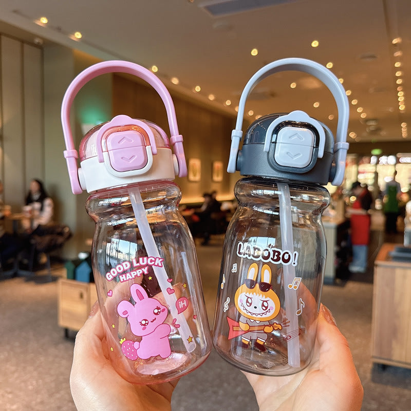 Damen Lustige Kunststoff-Trinkflasche mit integrierter Trinkhalmfunktion Brehn