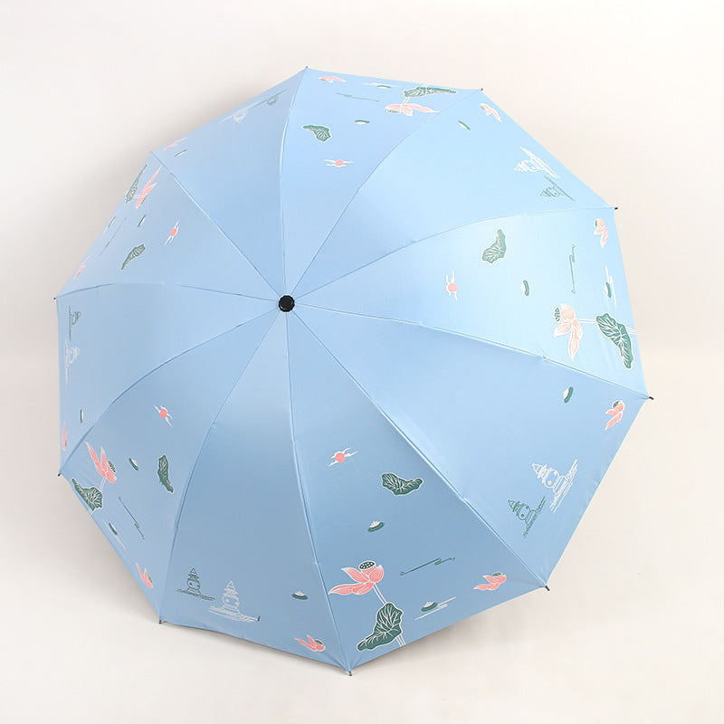 Damen Faltbarer Regenschirm mit floralen Akzenten Brehn