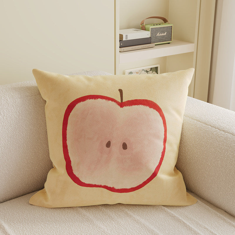 Decorative Square Throw Pillow Cover with Watercolor Lychee Botanical Print and Hidden Zipper