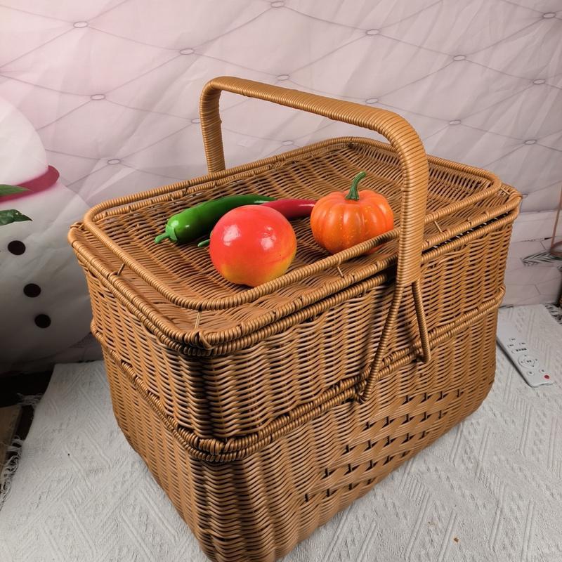 Multi-Compartment Woven Storage Basket Brehn