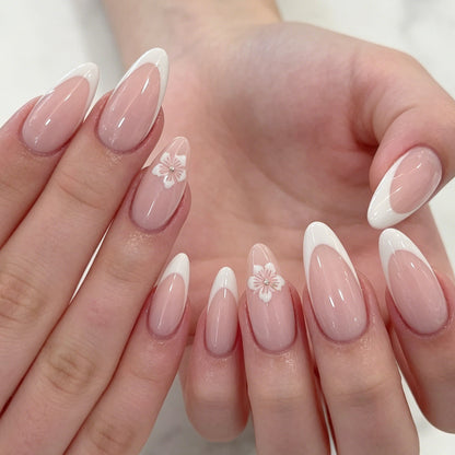 Elegante florale französische Spitzen-Acryl-Nagelverzierungen Brehn