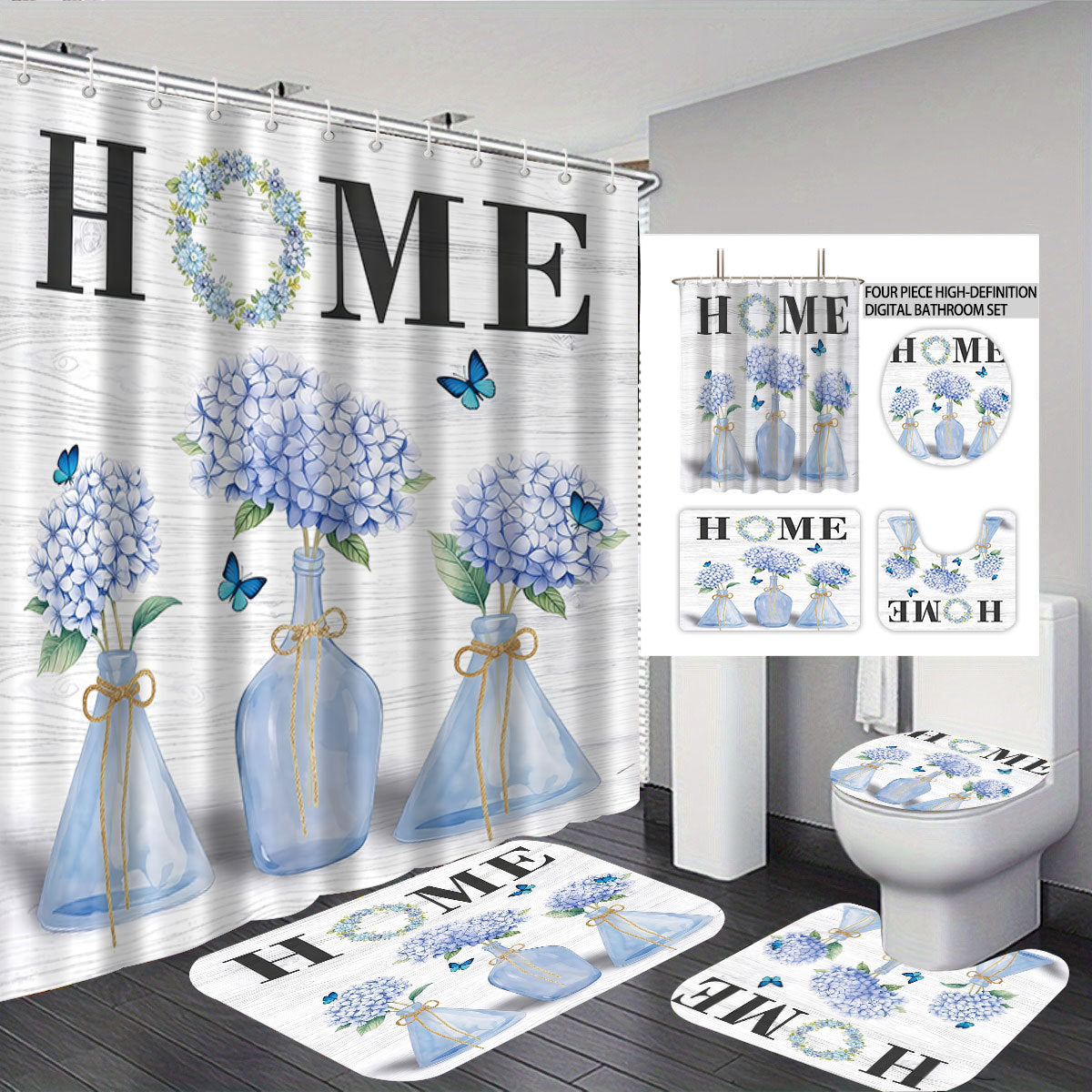 Künstlerisches Floral-Themen Badezimmer-Dekorationsset Brehn
