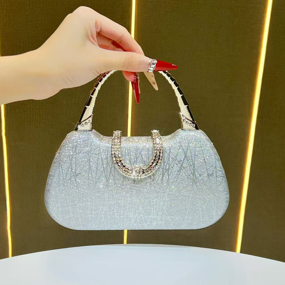 Rhinestone-Detail Abendhandtasche