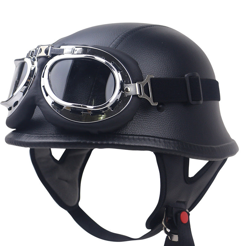 Klassischer Carbonfaser-Motorradhelm mit Brille Brehn