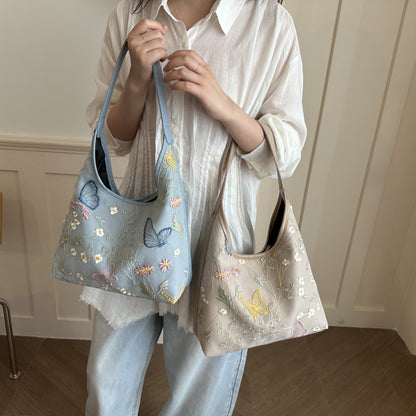 Künstlerisch bestickte Hobo-Tasche