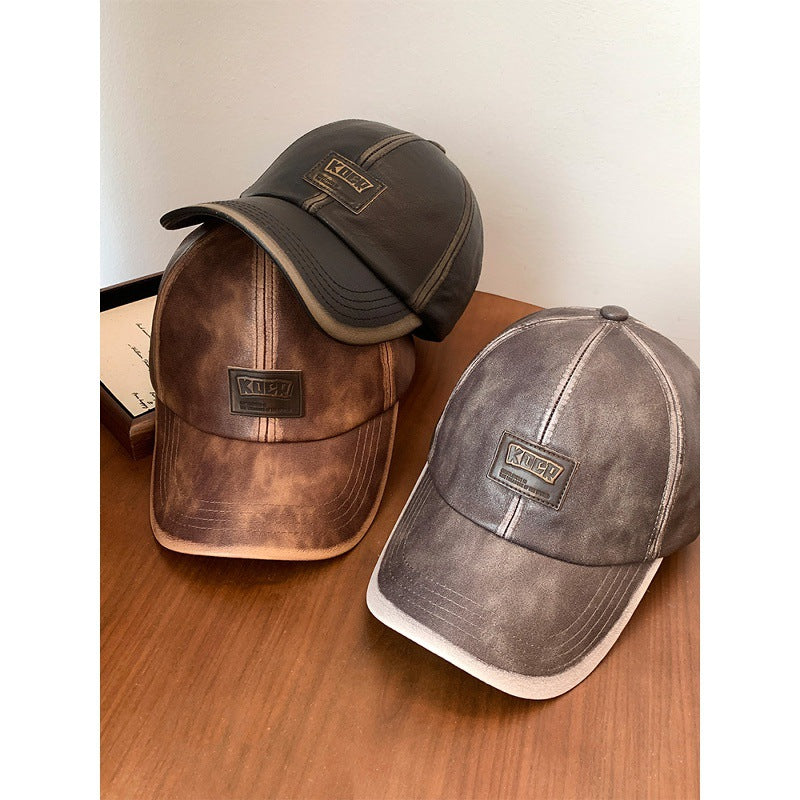 Männliche Vintage Kunstleder Baseballmütze Brehn