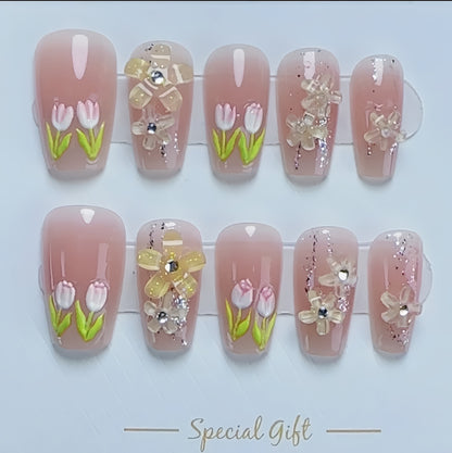 Floral Art Press-On Nail Set Brehn