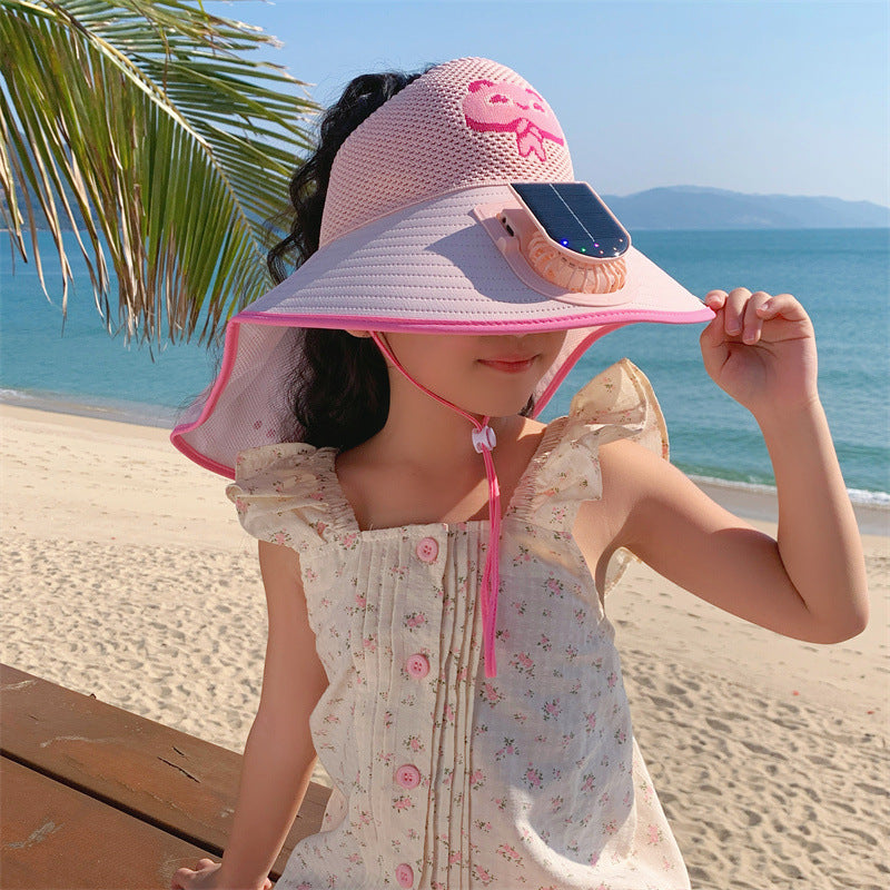 Sonnenhut mit solar Mini Ventilator, UV-Schutz und breitem Nackenschutz Brehn