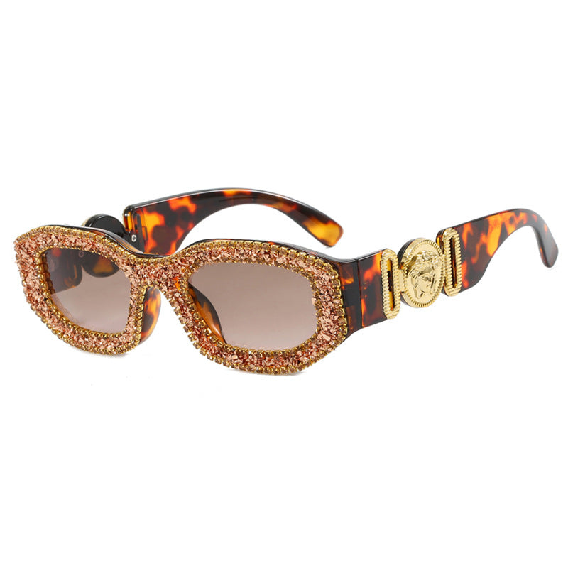 Damen extravagant gestaltete Sonnenbrille mit strassbesetztem Rahmen Brehn