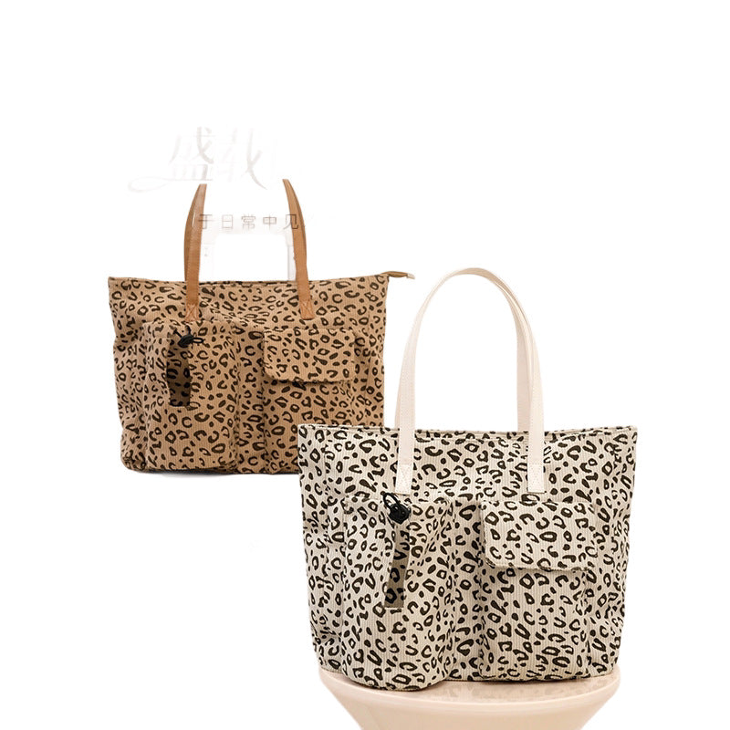 Geräumige Leopardenmuster-Leinwand-Tote-Tasche Brehn