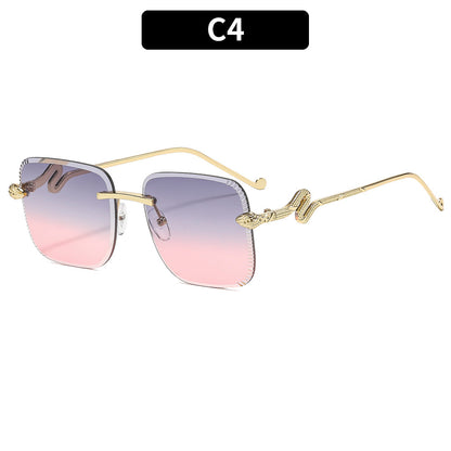 Modische quadratische Sonnenbrille mit Schlangenakzenten