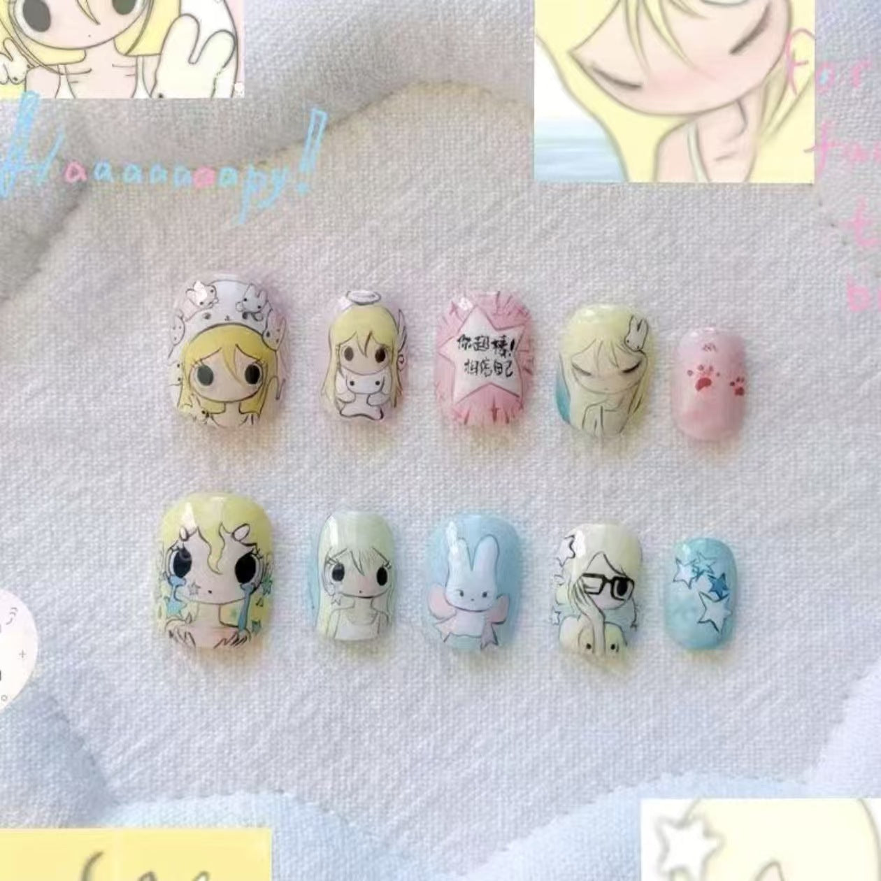 Verspielt Charakter-Themen Druck-Nagelkunst Set Brehn