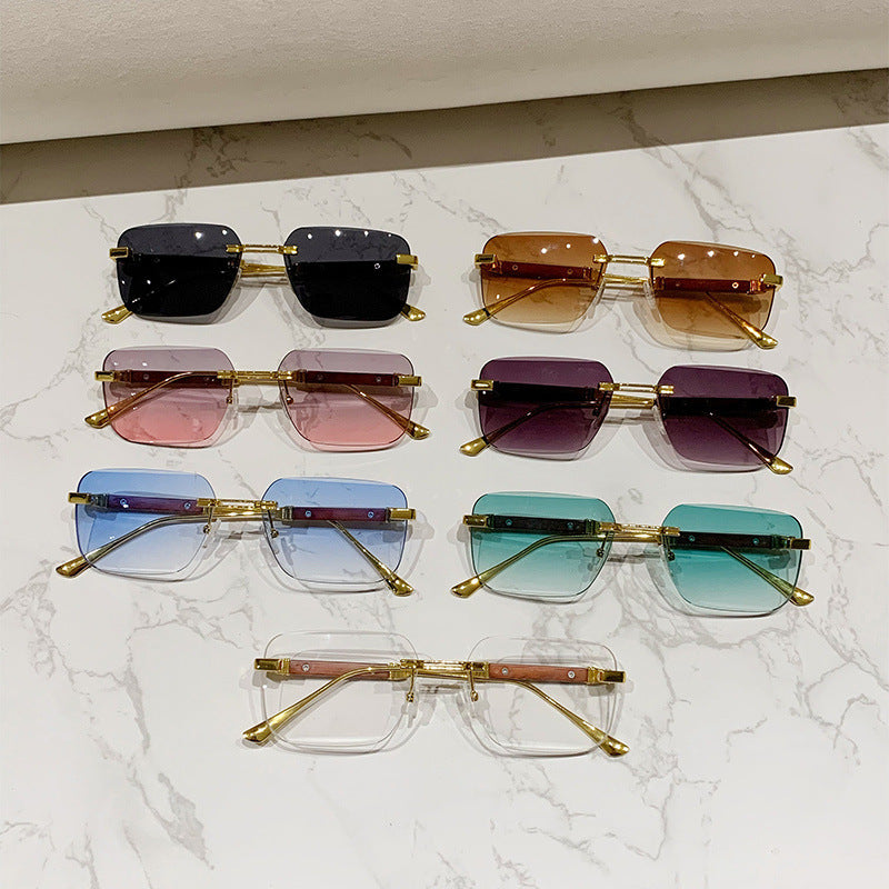 Damen modische rechteckige Sonnenbrille mit edlem Metallakzent Brehn