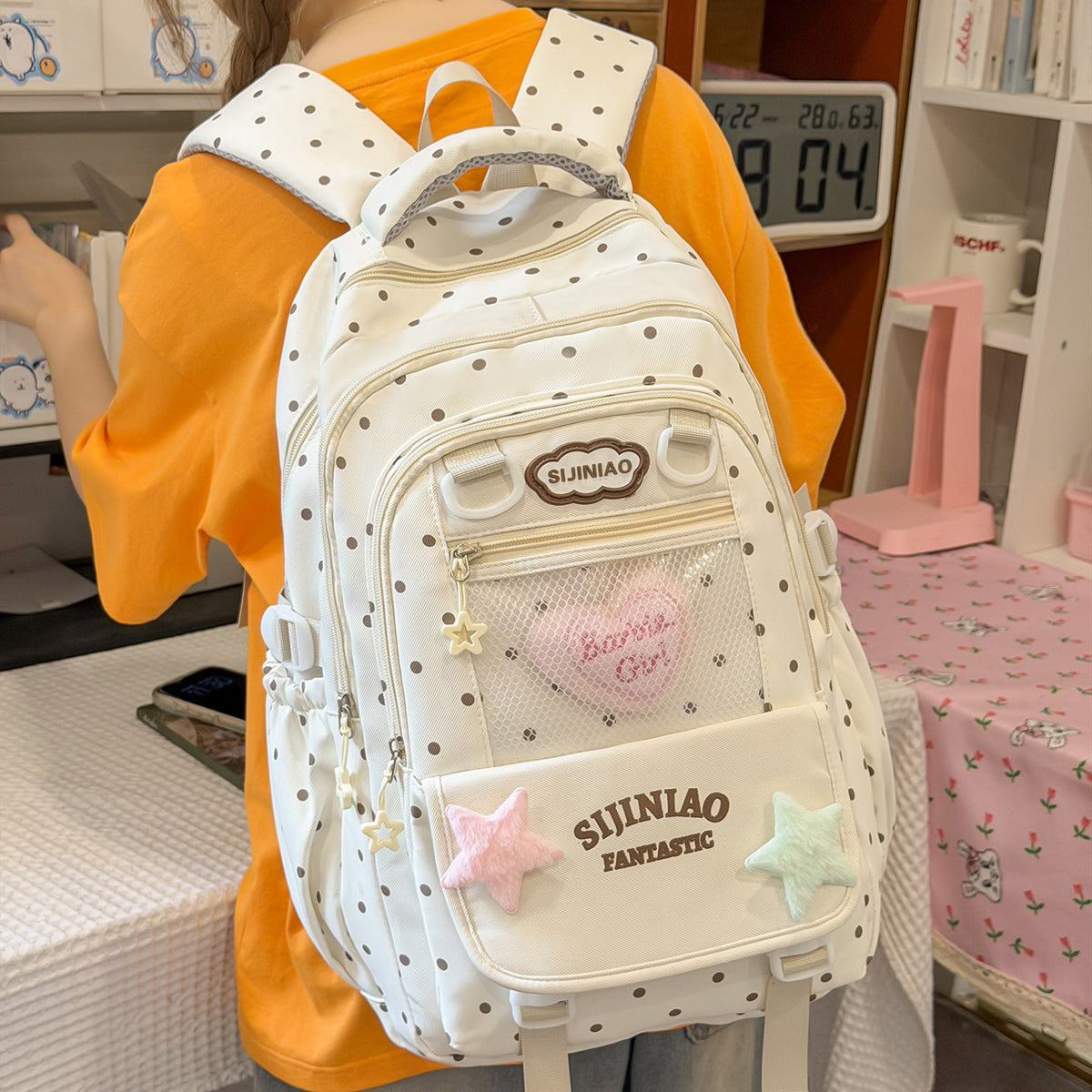 Stylische Pünktchen Schultasche Brehn