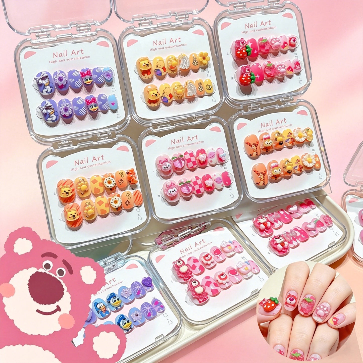Benutzerdefiniertes cartoon-inspiriertes press-on Nagelkunst-Set Brehn