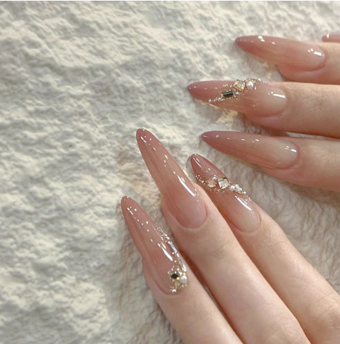 Ombre Lange-Stiletto Press-On Nägel Set Brehn