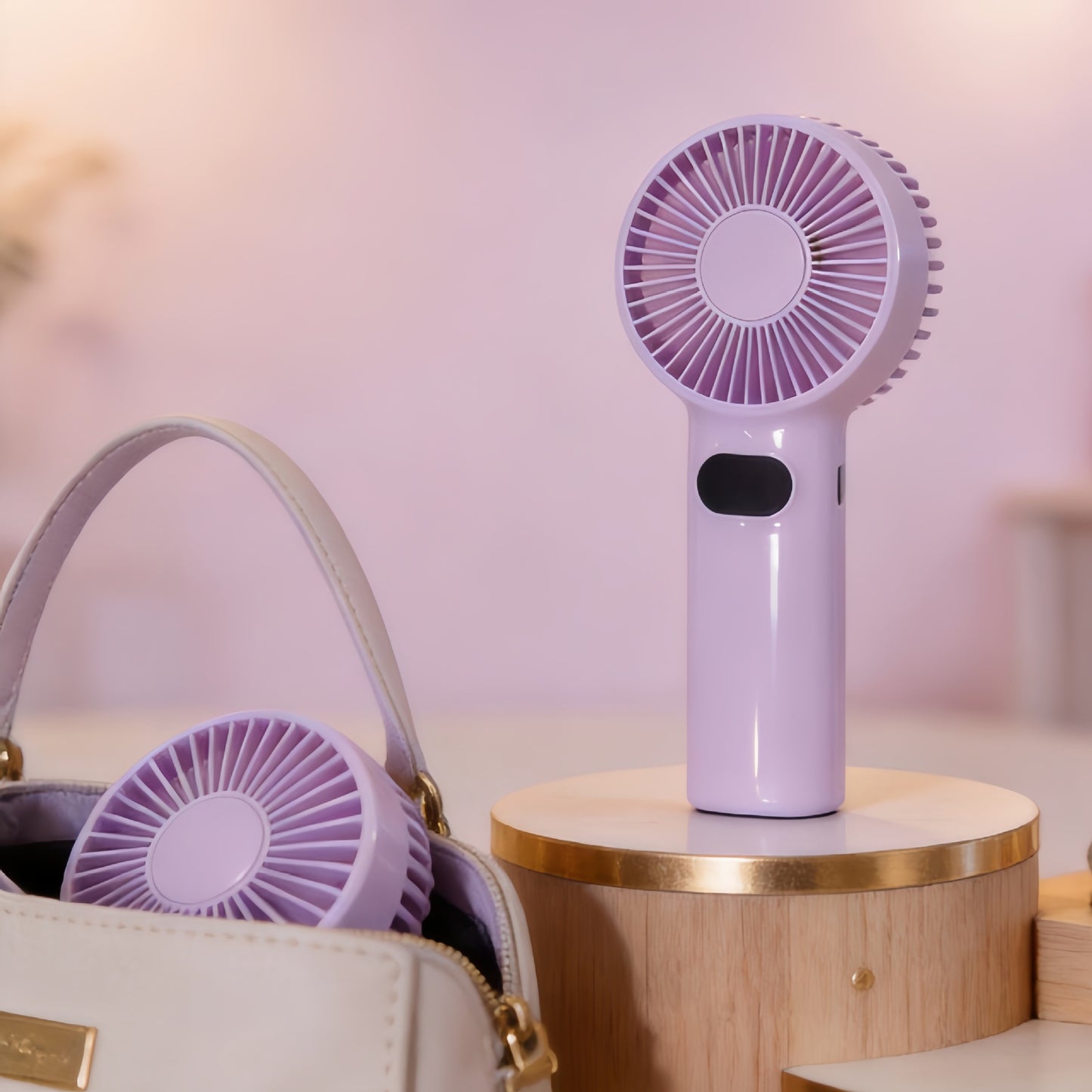 Damen Tragbarer Mini-Handventilator mit LCD-Anzeige Brehn