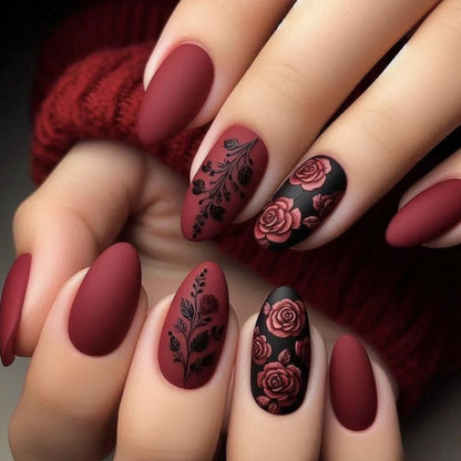 Florale Matte Acryl Nagel Set Brehn