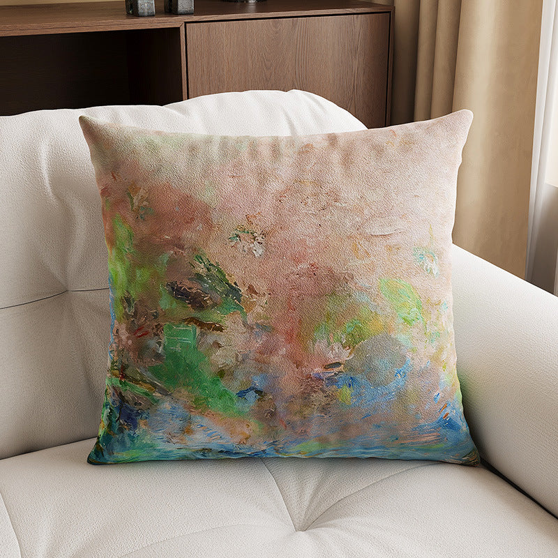 Abstract Textured Impressionist Velvet Throw Pillow Cover