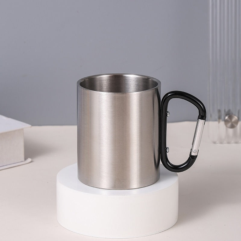 Damen Edelstahl Kaffee-Becher mit Karabiner Griff Brehn