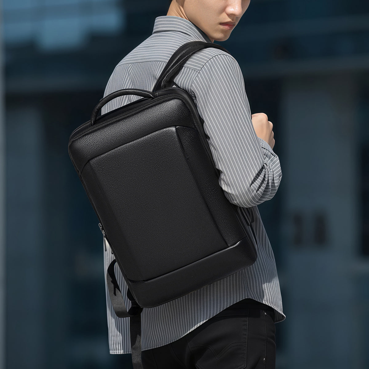 Eleganter Leder Laptop Rucksack