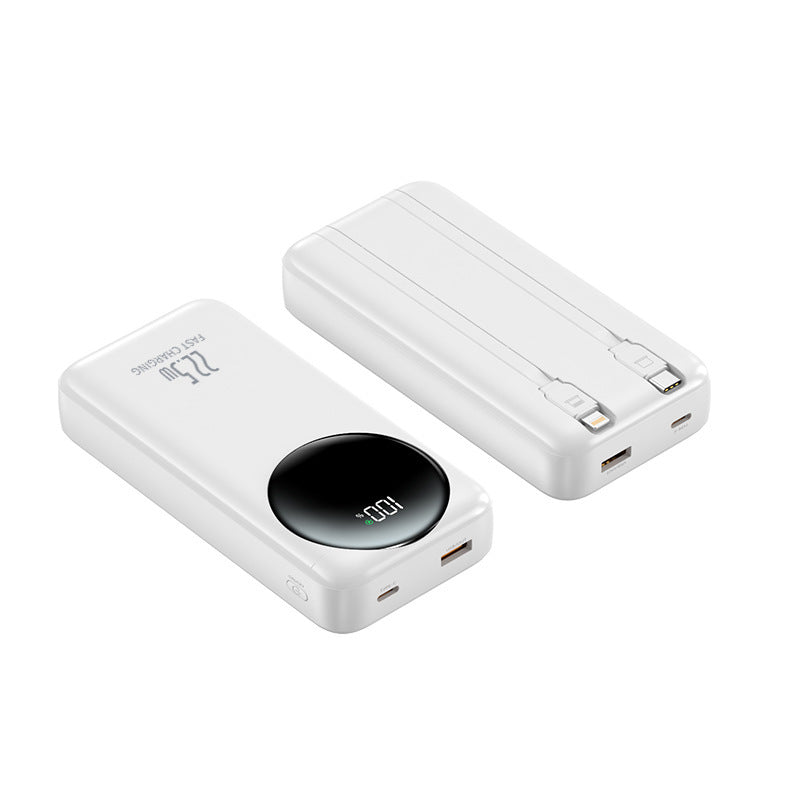 Tragbare Powerbank mit integrierten Kabeln und digitaler Leistungsanzeige Brehn