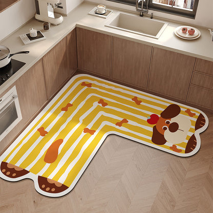 L-Shaped Anti-Fatigue Kitchen Mat with Non-Slip Backing and Panda Illustration