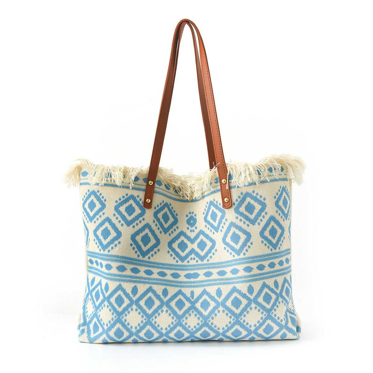 Strandtasche mit Floralem Muster und Fransen Brehn