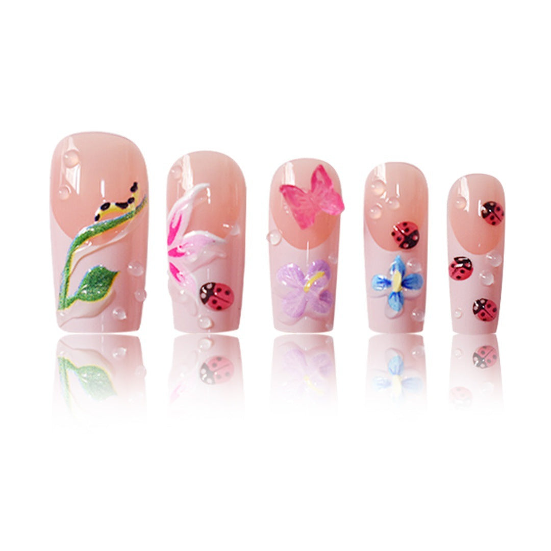 Floral Raised 3D Press-On Nail Set Brehn