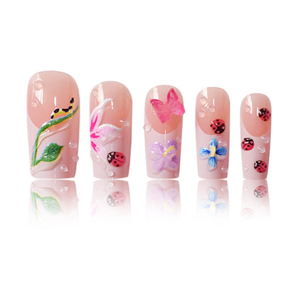Floral Raised 3D Press-On Nail Set Brehn