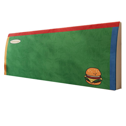 Decorative Padded Headboard Cover with Cartoon Hamburger Print and Soft Microfiber Slip-On Sleeve
