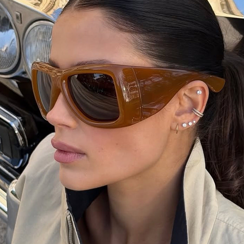 Damen trendige oversized Sonnenbrille mit markantem Schildpatt-Design Brehn