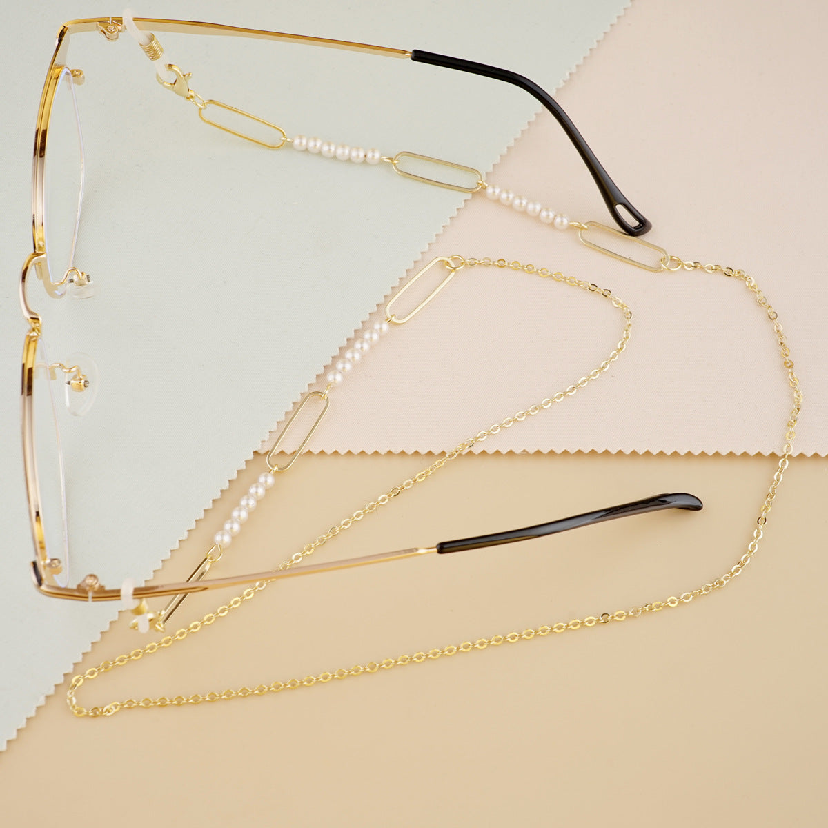 Elegante Perlen- und Glieder-Brille Kette Brehn