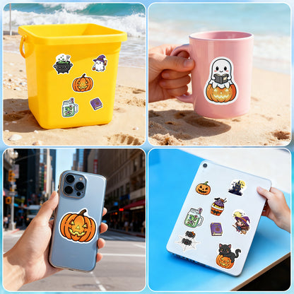 Kawaii Halloween Vinyl-Sticker-Set Wasserdichtes, abziehbares Aufkleberpack für Laptop, Scrapbooking und Geschenkdeko