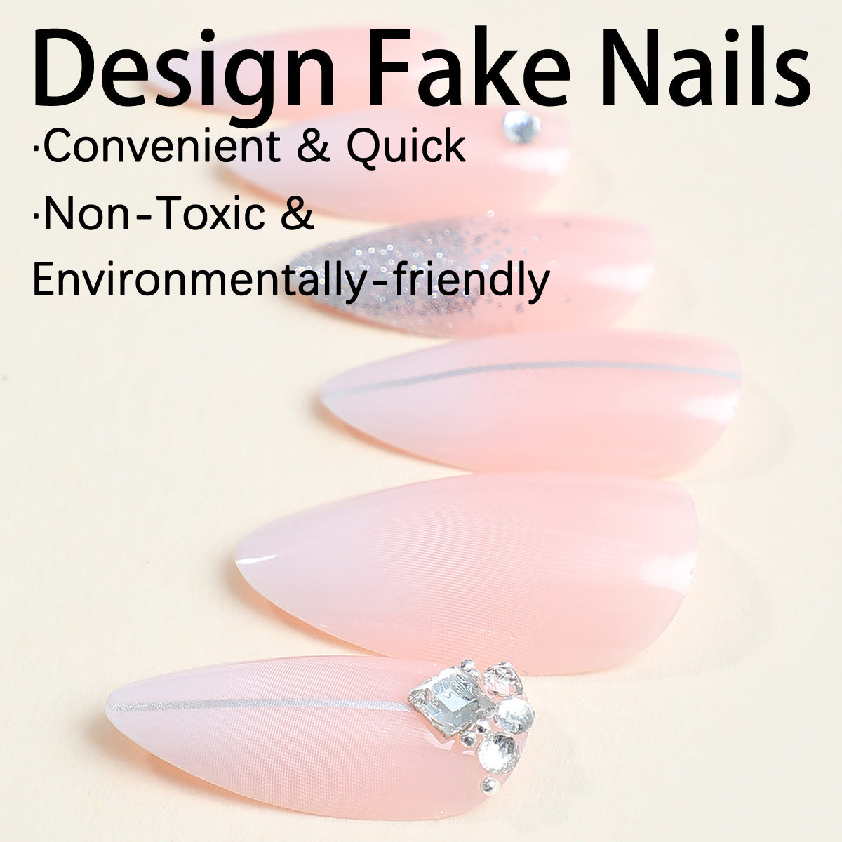 Kunstnagelset mit eleganten Glitzerakzenten Brehn