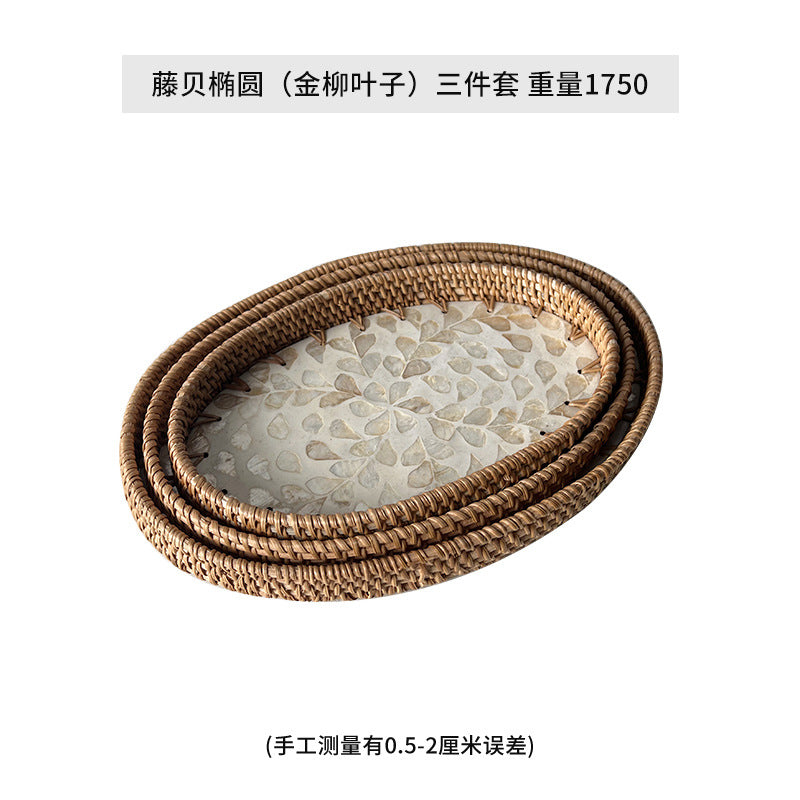 Damen Eleganter Servierteller-Set aus handgewebtem Naturmaterial Brehn