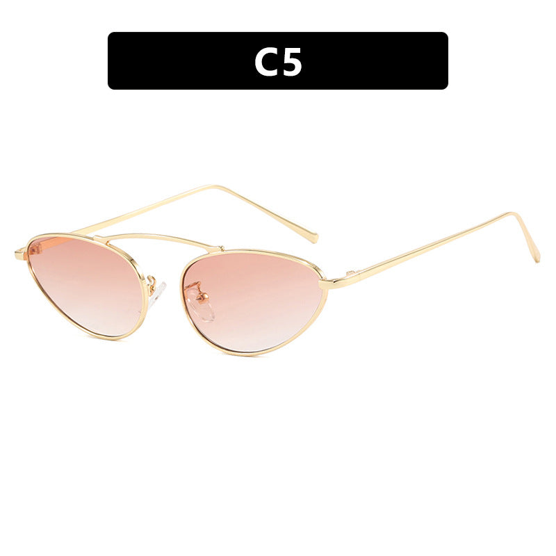 Damen trendige Cat-Eye Sonnenbrille mit schmalem Metallrahmen Brehn