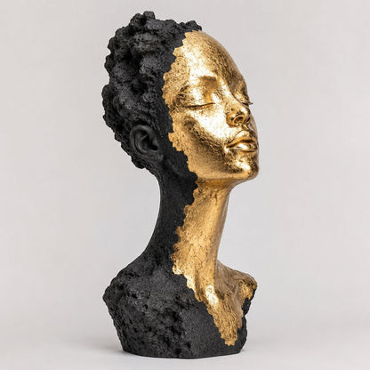 Künstlerische goldene und schwarze dekorative Büste Skulptur