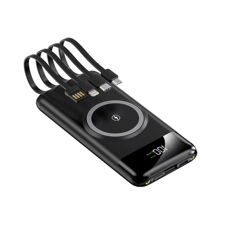 Tragbare Powerbank mit Kabelloser Ladefunktion und Multifunktionskabel Brehn