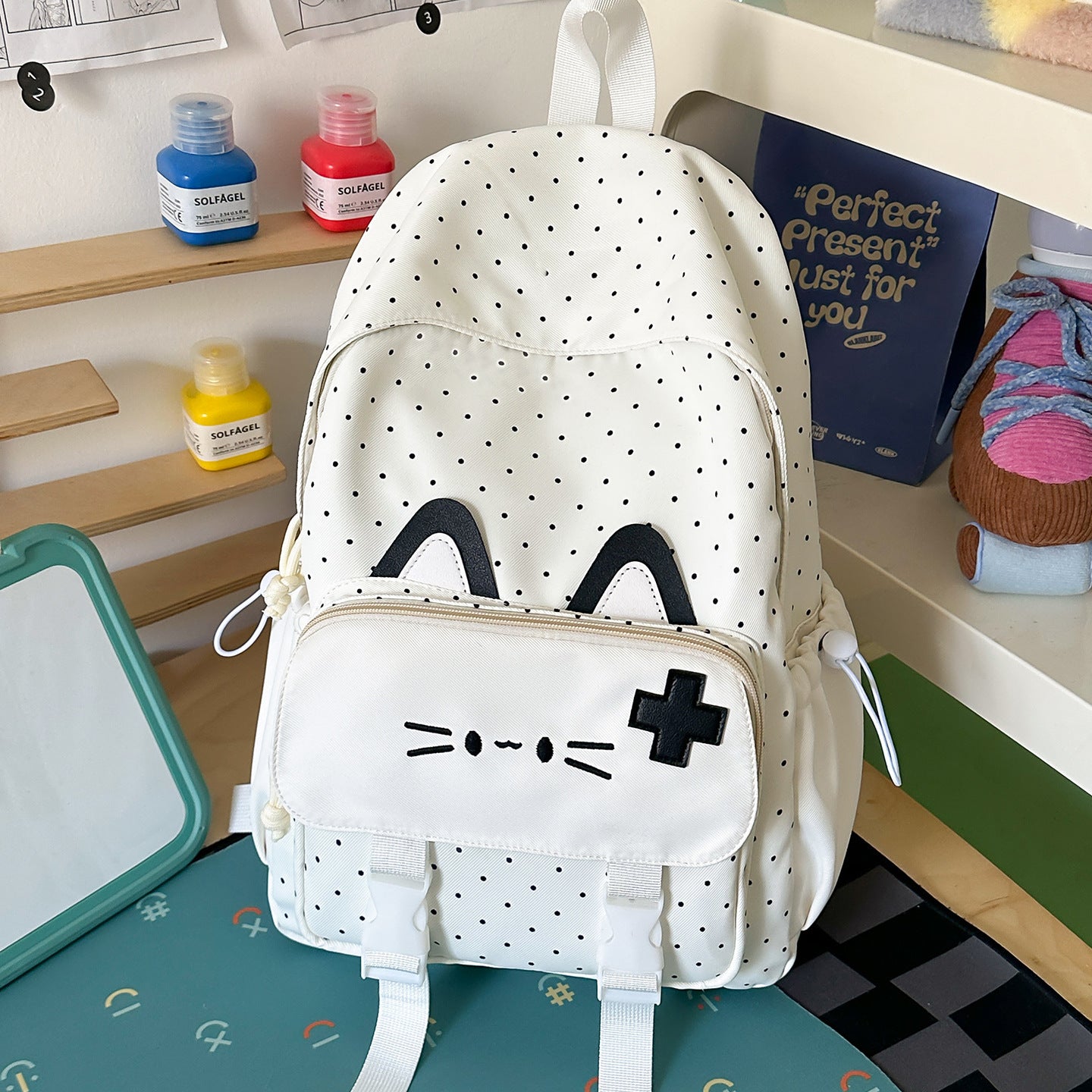 Niedlicher katzenmotivierter robuster Schulrucksack
