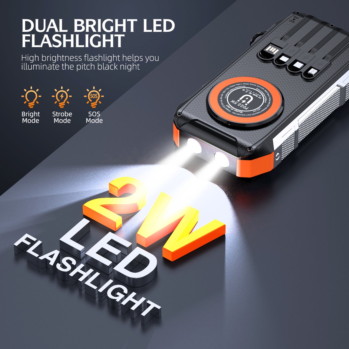 Multifunktionale Solar-Powerbank mit Led-Licht und Schnellladefunktion Brehn