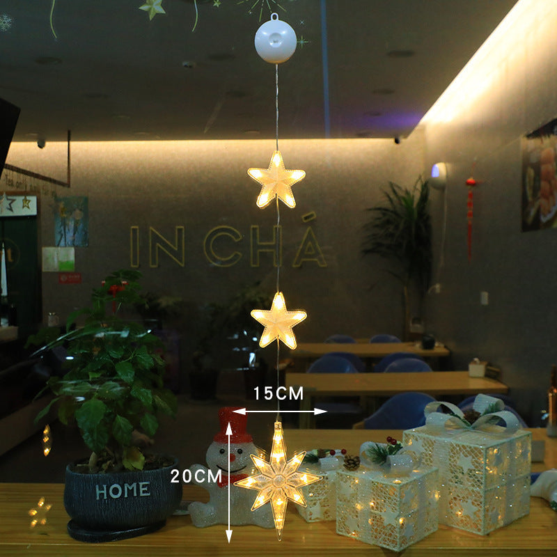 Brehn | Weihnachten 3teilig LED Lichtstern Hängend Baum Saugnapf Fenster Ornamente