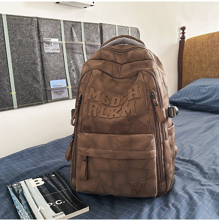 Lässiger Multi-Compartment Leder Schulrucksack
