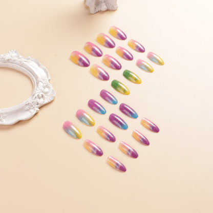 Bunte Ombre Glitzer Press-On Nägel Brehn