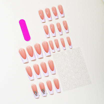 Elegante 3D Französische Spitze Acryl-Nagelkunst Verlängerungen Brehn