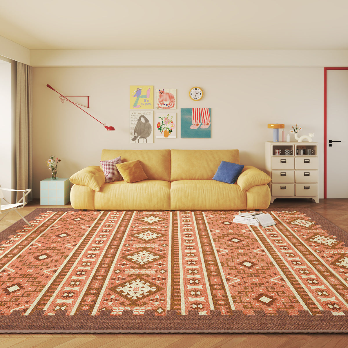 Vintage-inspirierter geometrischer Teppich Brehn