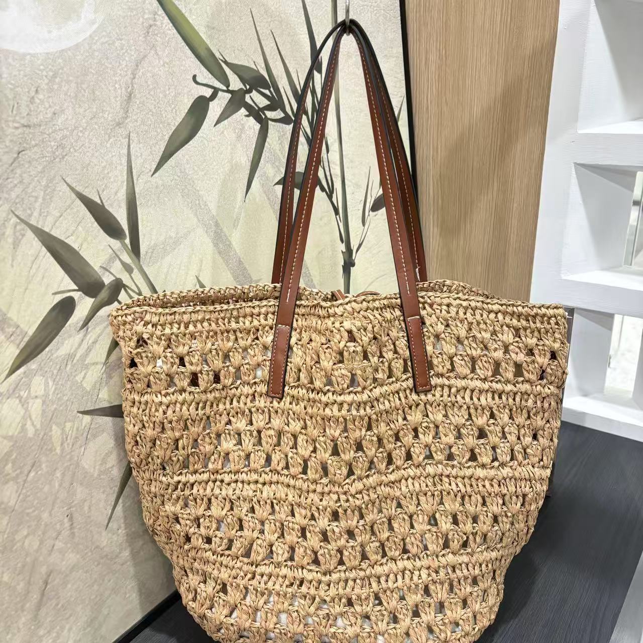 Großer Korb Shopper Aus Handgewebtem Naturmaterial Brehn