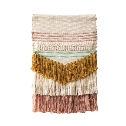 Boho-Wandbehang Makramee mit handgeknüpften Fransen und gewebten Zopfmustern Brehn