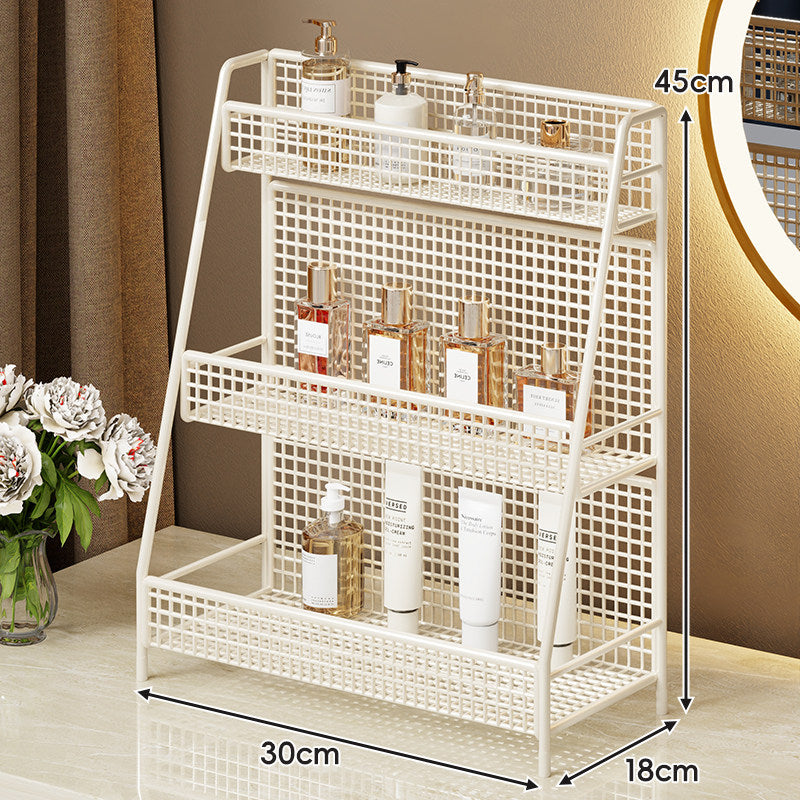 Zweischichtiger Metallgitter-Countertop-Vanity-Organizer-Regal mit erhöhtem Frontlippe