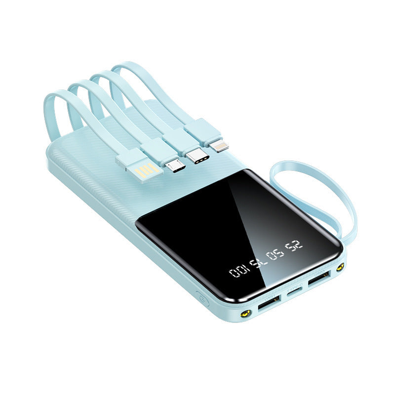 Tragbare Powerbank mit Multifunktionalem Anschluss und Integrierten Ladekabeln Brehn